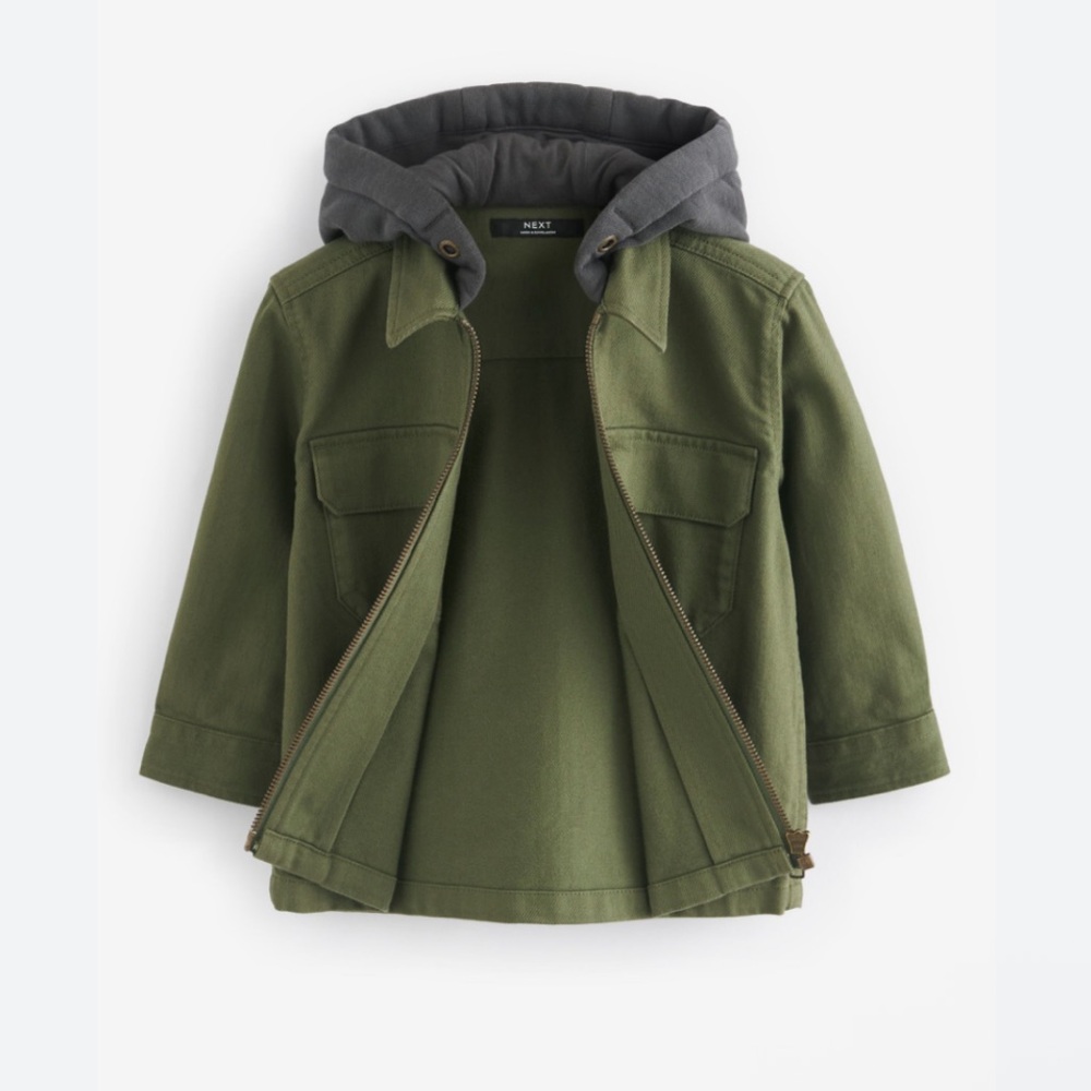 NEXT boys Cotton Zip-Up Hooded Utility Shacket
